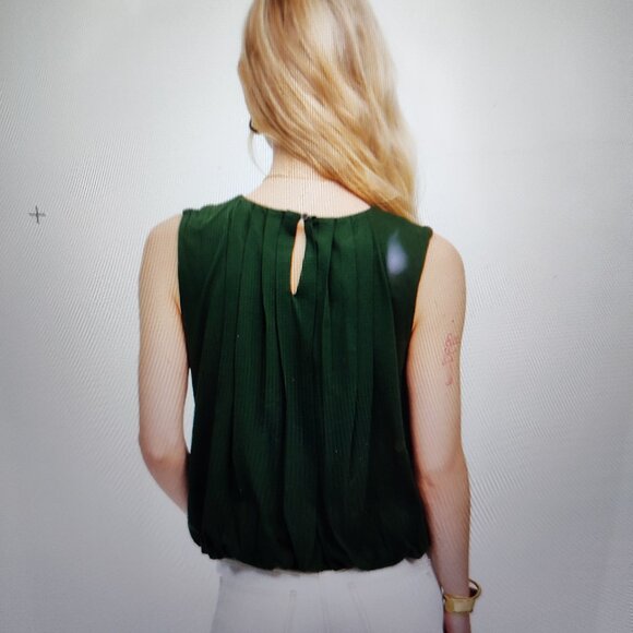 Ladies SZ L Madewell Summit Green Sleeveless Bubble Top - Picture 2 of 3